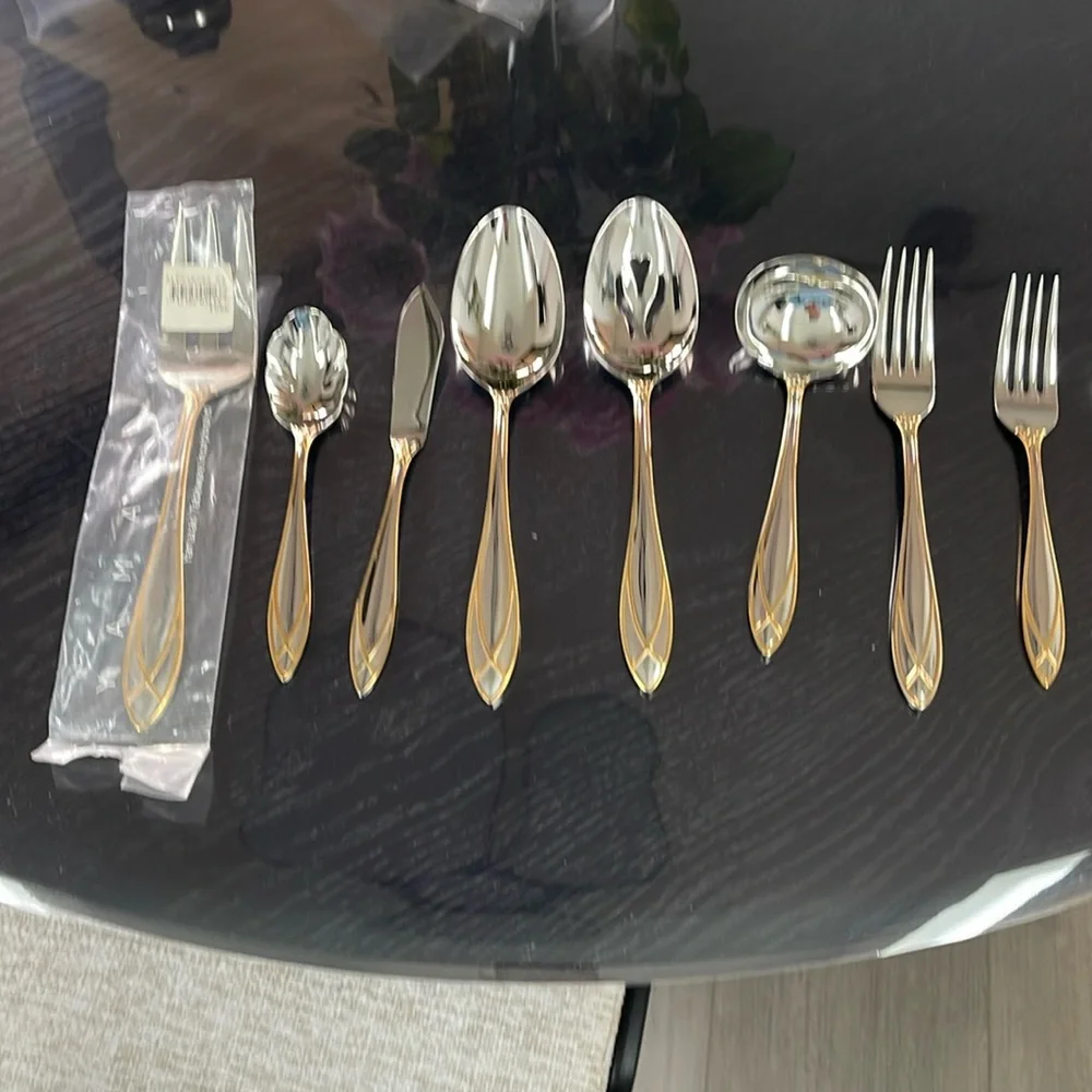Yamazaki Alexandra Gold Accent Stainless Steel Cold Meat Fork